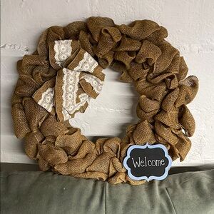 ▫️Large Burlap Chalkboard Welcome Wreath with Lace Bow